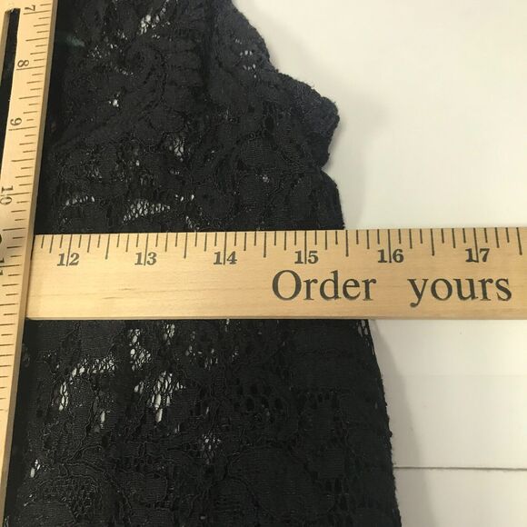 LOFT Top Womens Small Black Lace Embroidered Mock Neck Sleeveless Semi Sheer - Picture 10 of 11